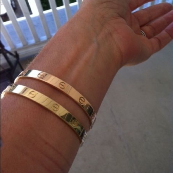 Rose Gold Stainless Steel Screw Cuff Bangle LOVE Bracelet with Screwdriver - Picture 4 of 8